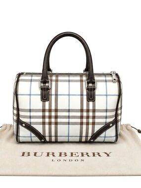 BURBERRY Rare Blue Nova Check Chester Boston Bag W/ Dustbag